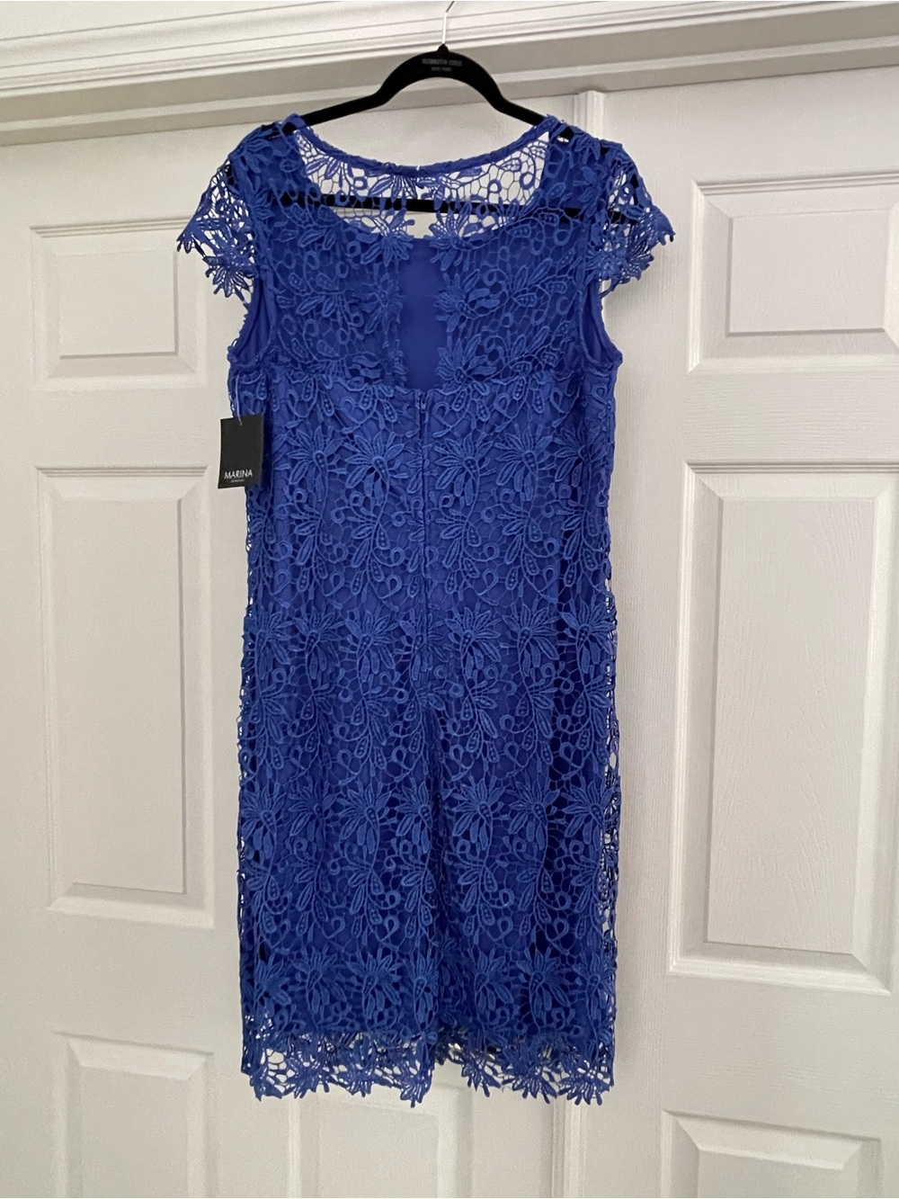 MARINA Cobalt Blue Floral Lace Midi Dress